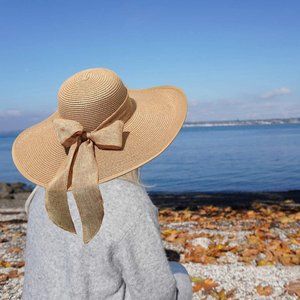 Hats Summer Women Floppy Wide Brim (Tan)